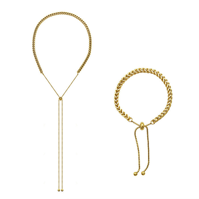 Europäisches und amerikanisches Titanstahl-plattiertes 18-Karat-Gold-Design-Sense-Halskettenarmband mit Zugschnalle