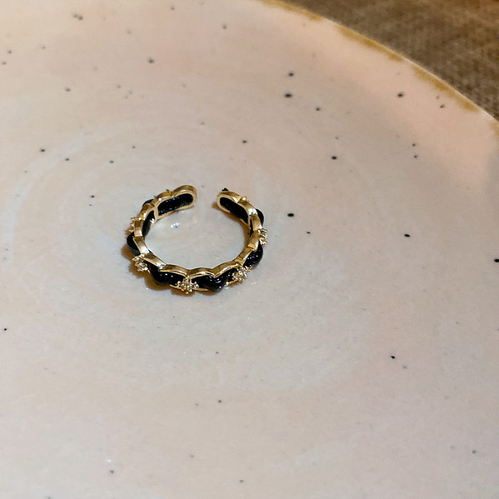 Elegant Simple Style Waves Heart Shape Flower Copper Open Ring In Bulk