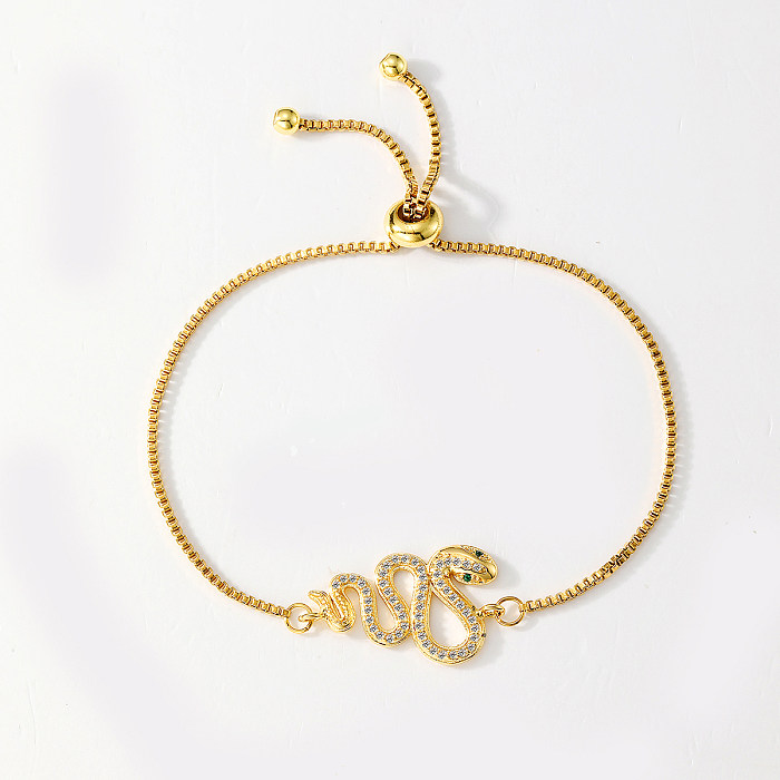 Bracelets plaqués or 18 carats en Zircon, style Simple et élégant, placage de cuivre et papillon, ajouré, incrustation de Zircon