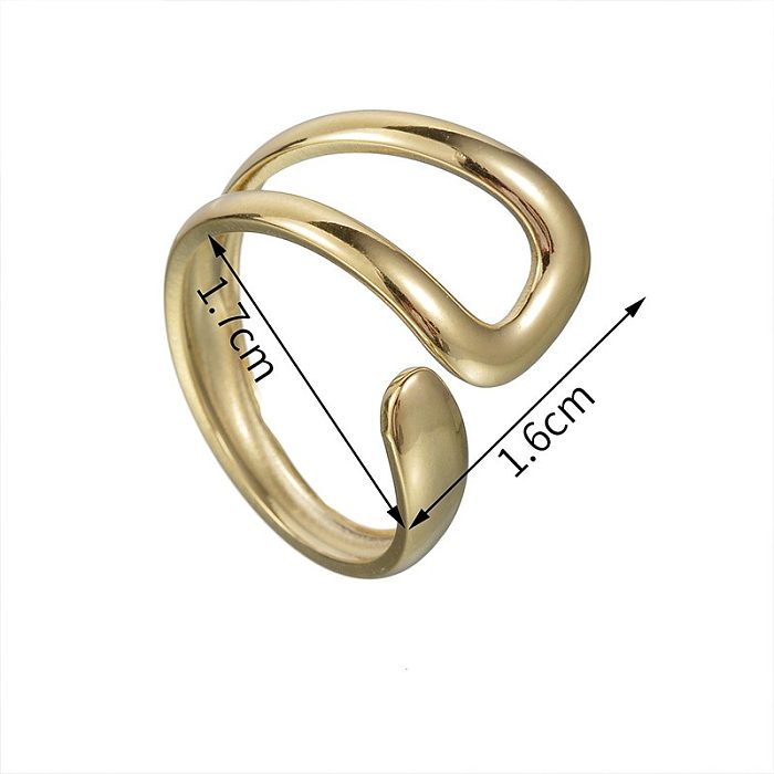 Vintage Style Simple Style Solid Color Stainless Steel Plating 14K Gold Plated Open Rings