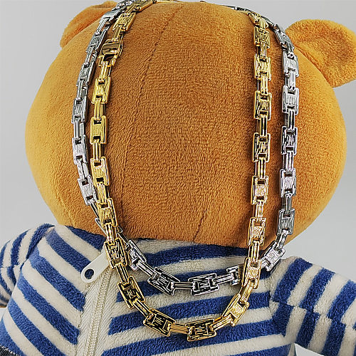 Hip-hop punk geométrico aço inoxidável titânio chapeamento pulseiras colar