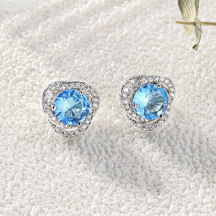 1 Pair Basic Simple Style Heart Shape Plating Inlay Copper Zircon 18K Gold Plated Ear Studs
