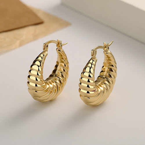 1 Pair Casual Simple Style U Shape Solid Color Plating Brass 18K Gold Plated Earrings