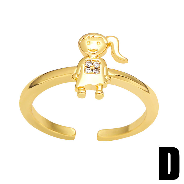 Fashion Cartoon Character Copper Open Ring Plating Inlay Zircon Copper Rings