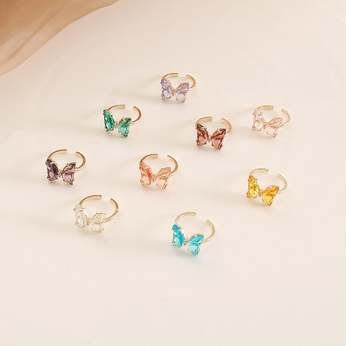 Fashion Multicolor Zircon Butterfly Ring