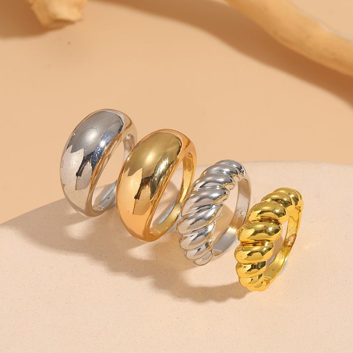 Elegant Luxurious Classic Style Solid Color Copper Plating 14K Gold Plated Rings