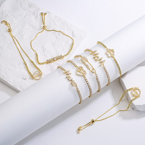 Bracelets en cuivre et Zircon avec lettre MAMA à la mode