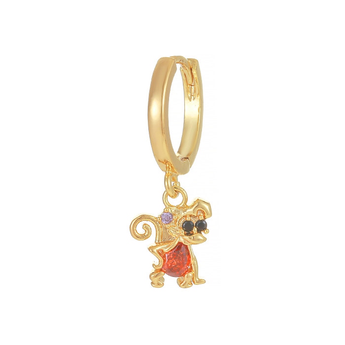 1 Piece Princess Cute Human Animal Plating Inlay Brass Zircon 18K Gold Plated Drop Earrings