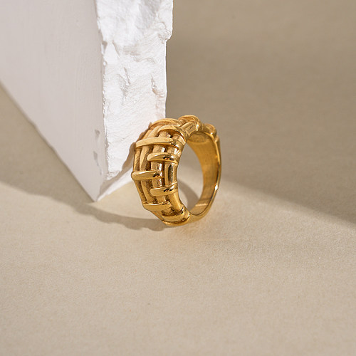 Anéis banhados a ouro de bambu artístico de estilo moderno casual por atacado