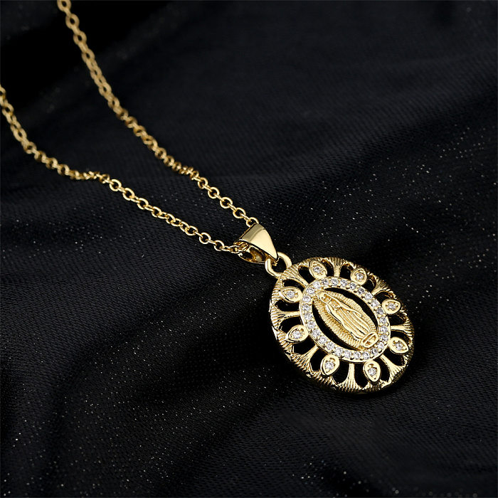 Nouveau Pendentif de série religieuse en galvanoplastie en or véritable, collier en Zircon Micro-incrusté