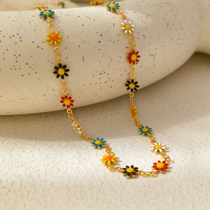 Collier de Bracelets pour femmes plaqués cuivre, fleur pastorale, 1 pièce
