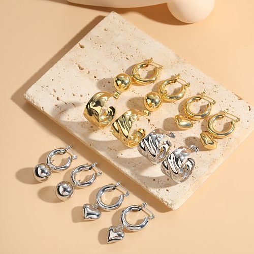 1 Pair Elegant Lady Classic Style Geometric Heart Shape Plating Copper 14K Gold Plated Drop Earrings