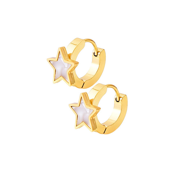 INS Style Simple Style étoile titane acier placage incrustation coquille boucles d'oreilles collier