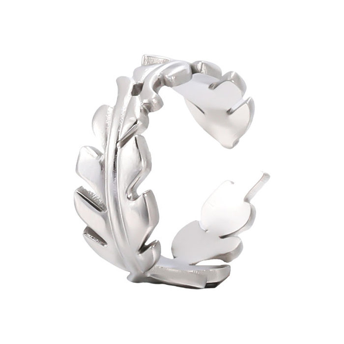 Fashion Leaves Stainless Steel Plating Open Ring