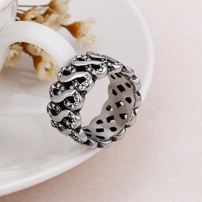 Novo retro punk 8 palavra anel coreano moda popular jóias de aço inoxidável