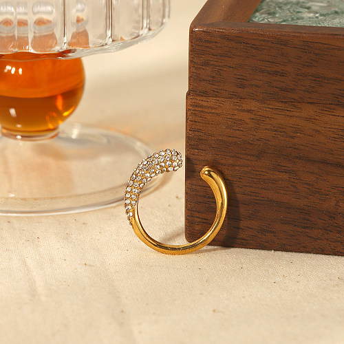 Círculo casual polimento de aço inoxidável chapeamento anéis abertos banhados a ouro 18K