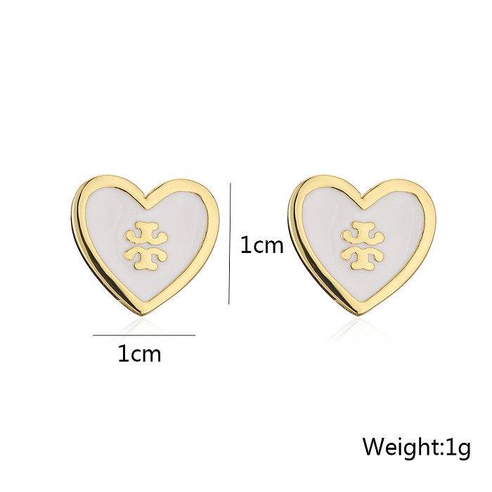 أزياء النحاس 18 كيلو الذهب قطرة النفط على شكل قلب أقراط خمر