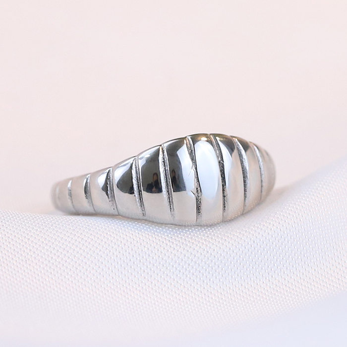 Simple Style Leaf Titanium Steel Plating Rings