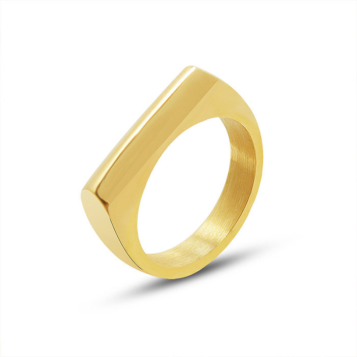 Anel de empilhamento de moda com design geométrico europeu e americano, anel de ouro real 18K de aço de titânio