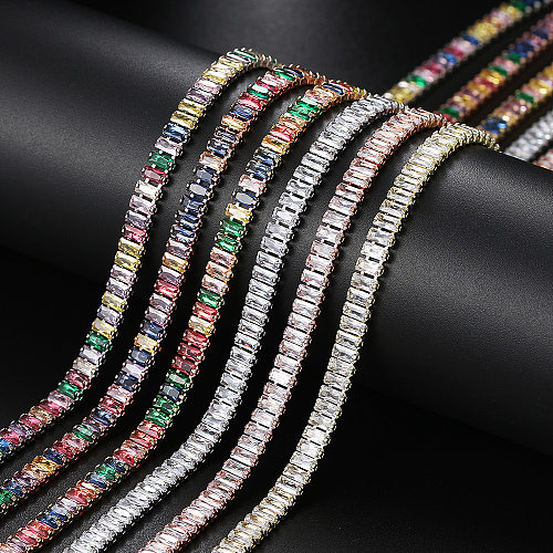 Halskette im klassischen Stil mit mehrfarbiger Verkupferung, Inlay-Zirkon, 14 Karat vergoldet, rosévergoldet, weißvergoldet