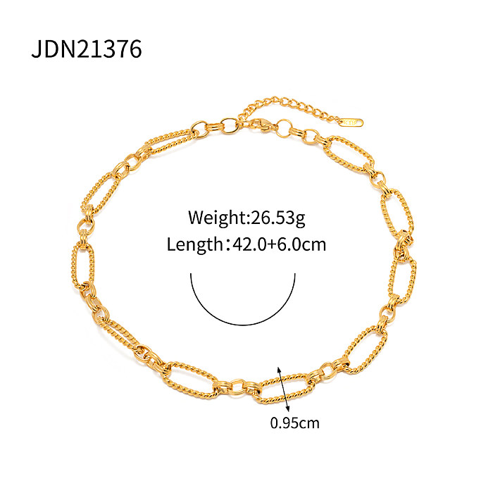 INS Style Geometric Stainless Steel Plating 18K Gold Plated Bracelets Necklace