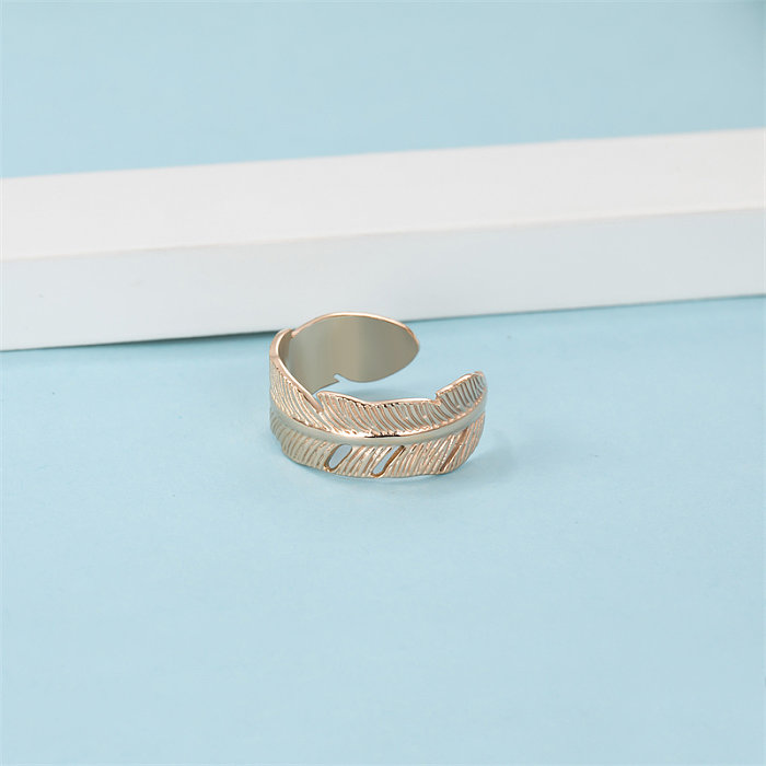 Elegant Simple Style Classic Style Feather Stainless Steel Titanium Steel Polishing Plating Rose Gold Plated Open Rings