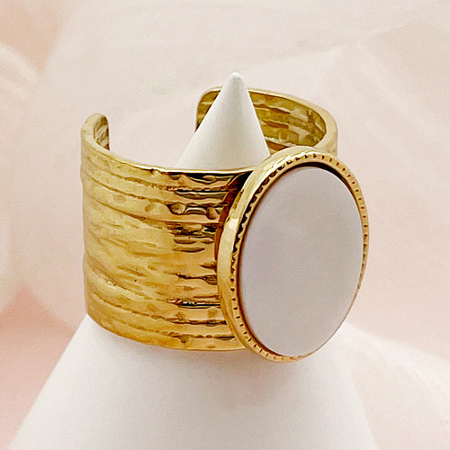 Anéis abertos banhados a ouro com revestimento geométrico de aço inoxidável estilo vintage glam