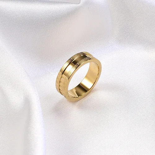 Retro Simple Style Geometric Titanium Steel Plating Rings