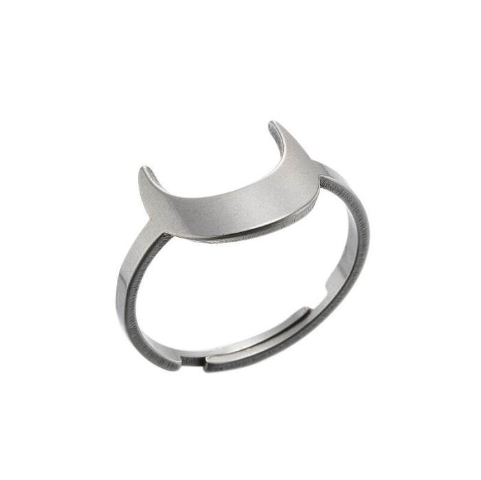 Classic Style Moon Stainless Steel Plating Open Rings