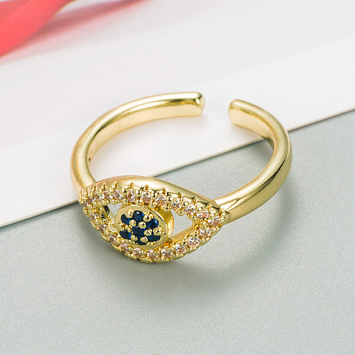 Hip Hop Devil's Eyes Copper Micro-Inlaid Zircon Ring