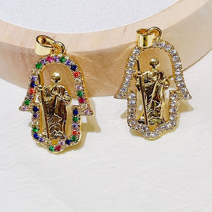 Lady Streetwear Palm Copper Plating Inlay Zircon Charms