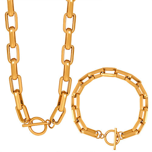 Hip-Hop Solid Color Titanium Steel Plating Bracelets Necklace