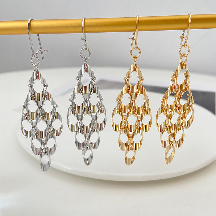 Boucles d'oreilles pendantes ajourées en cuivre paon de Style Simple, 1 paire