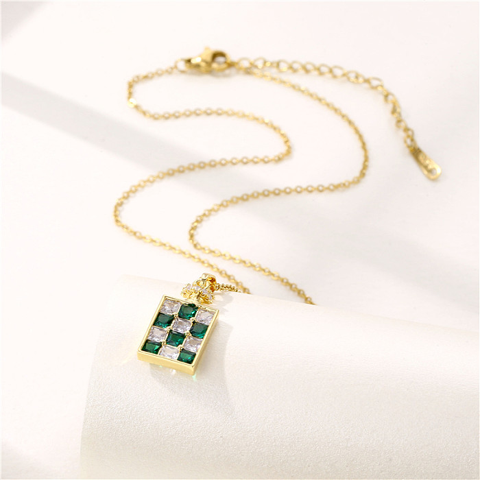 1 Piece Fashion Lattice Perfume Bottle Stainless Steel Brass Plating Inlay Zircon Pendant Necklace