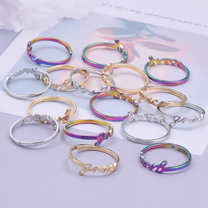 Wholesale Simple Style Letter Stainless Steel Open Rings