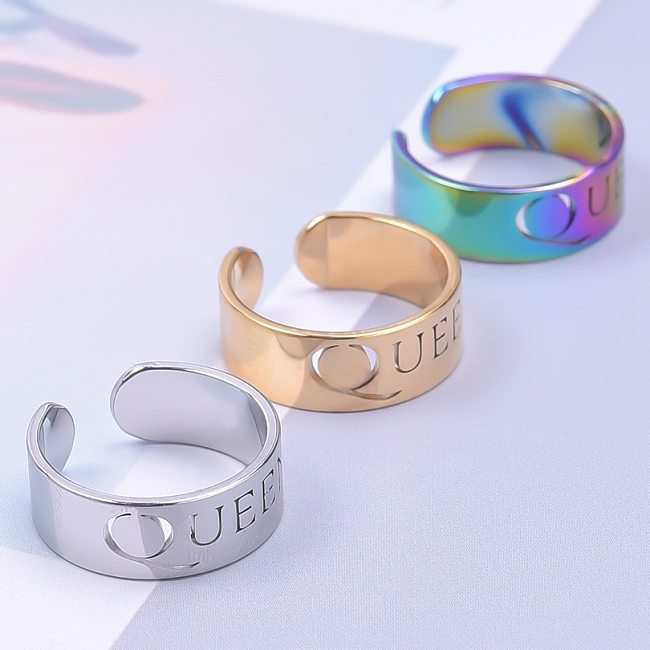 Commute Solid Color Stainless Steel Plating Gold Plated Rings