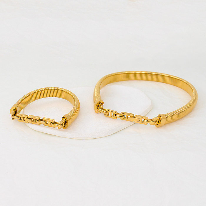 Conjunto de corrente de costura de osso de cobra estilo coreano feminino ornamento banhado a ouro aço titânio sem desbotamento moda hip hop joias