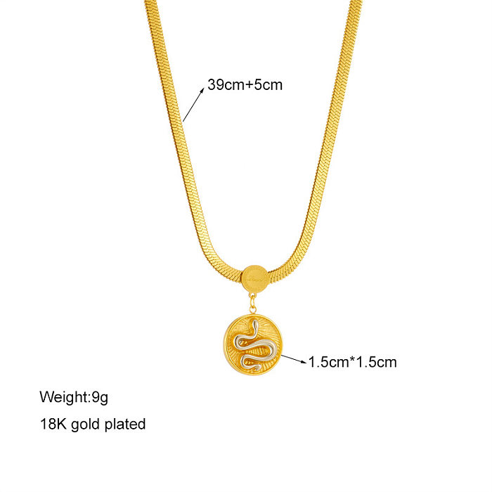 Retro-Klassiker-Stil, Streetwear, Schlangen-Ohrring-Halskette mit Titan-Stahlbeschichtung, 18 Karat vergoldet