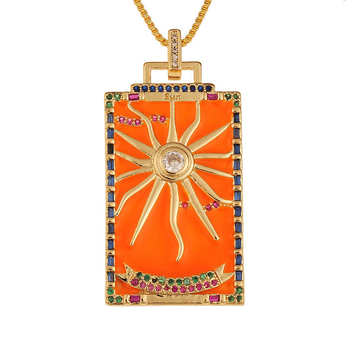 Fashion New Oil Drop Tarot Pendant Copper Zircon Necklace Wholesale jewelry
