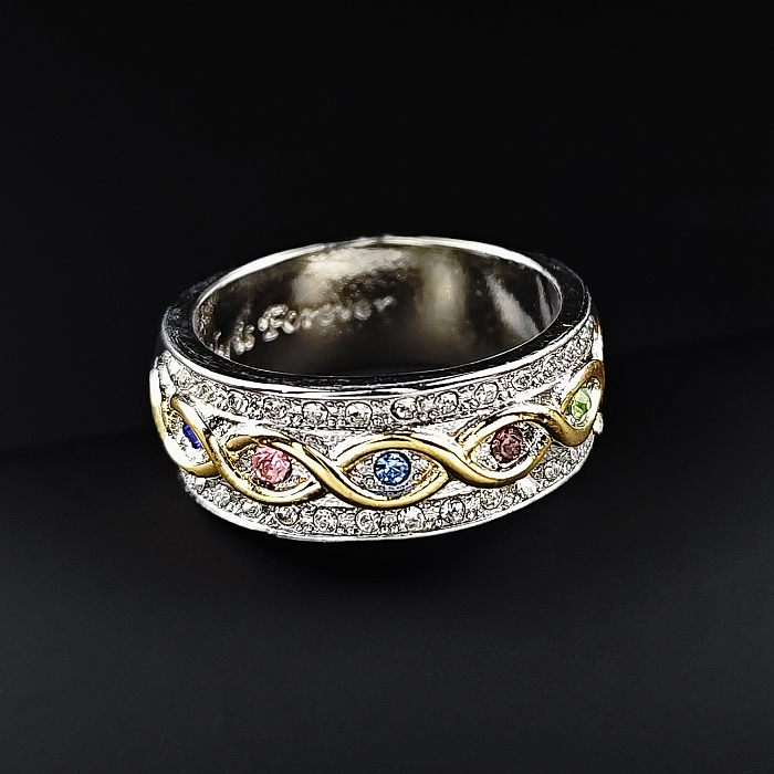 Runde Ringe mit künstlichen Edelsteinen im klassischen Stil mit Kupferbeschichtung