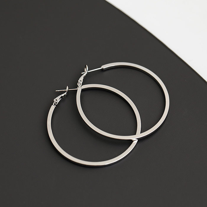 1 Pair Simple Style Round Solid Color Plating Copper Hoop Earrings