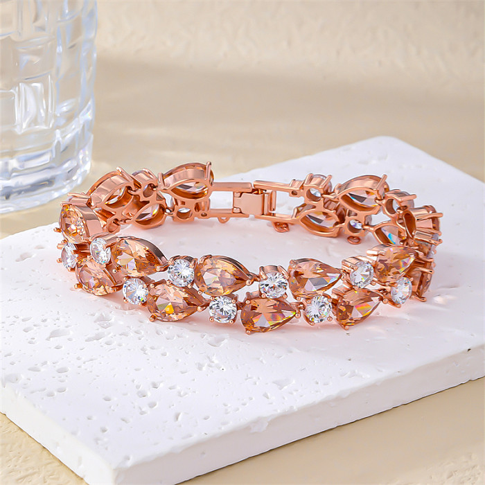 Casual Sweet Water Droplets Copper Inlay Zircon Bracelets