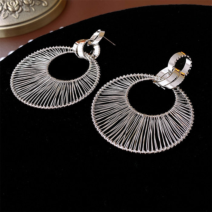 1 Pair Simple Style Geometric Copper Plating Hollow Out Drop Earrings