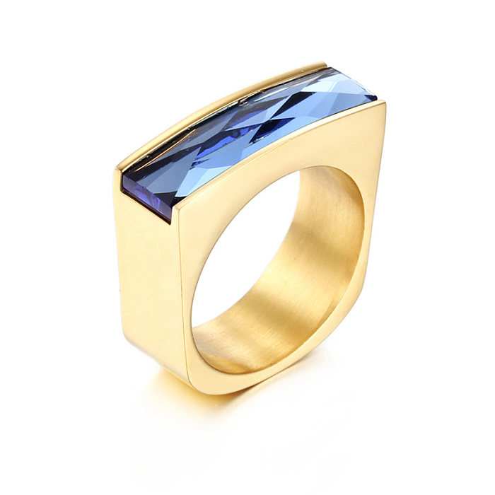 1 peça de anéis de vidro revestidos de aço inoxidável quadrados da moda