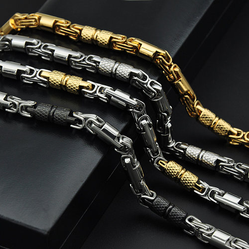 Collier de bracelets en acier inoxydable à bloc de couleur streetwear décontracté