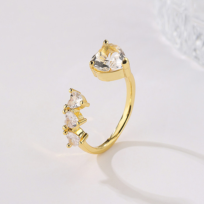 Fashion Leaf Starfish Butterfly Copper Gold Plated Pearl Zircon Open Ring