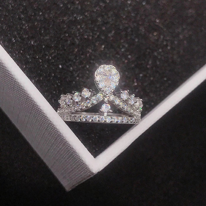 Novo anel de coroa europeu e americano criativo anel de noivado micro-cravejado