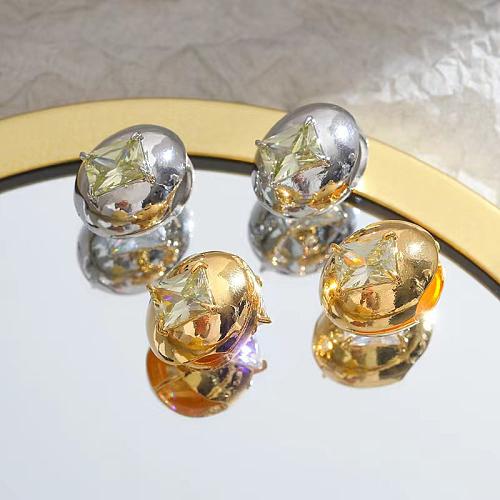 1 Pair Simple Style Round Square Plating Inlay Copper Zircon Ear Studs