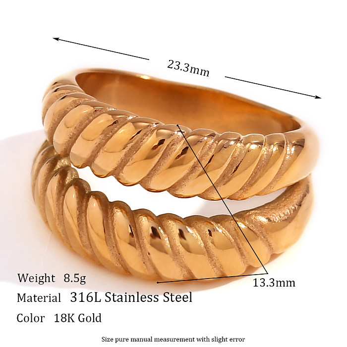 Basic Vintage Style Classic Style Solid Color Stainless Steel 18K Gold Plated Rings In Bulk