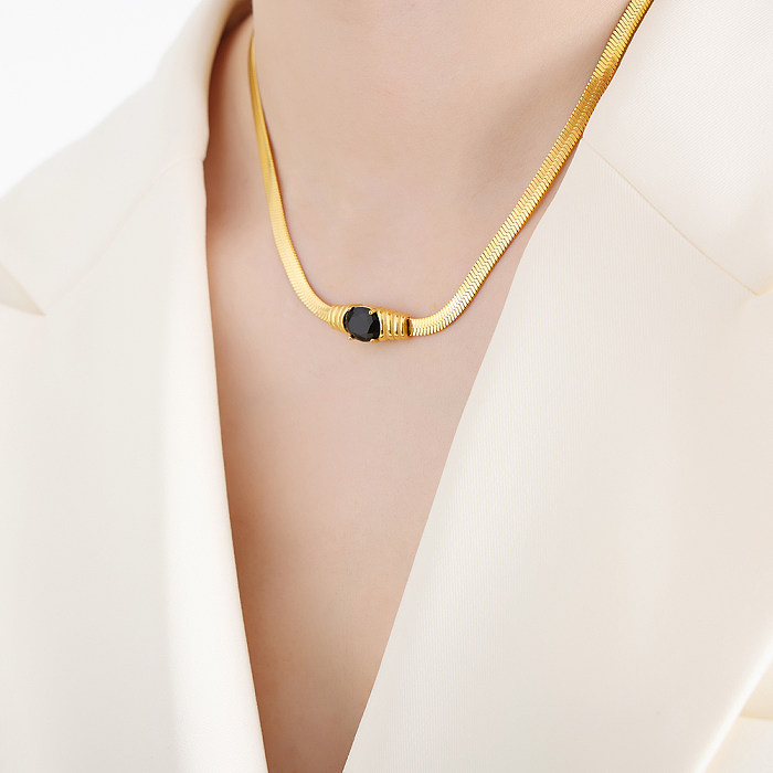 Collar plateado oro titanio geométrico lujoso elegante de las pulseras del chapado en acero 18K